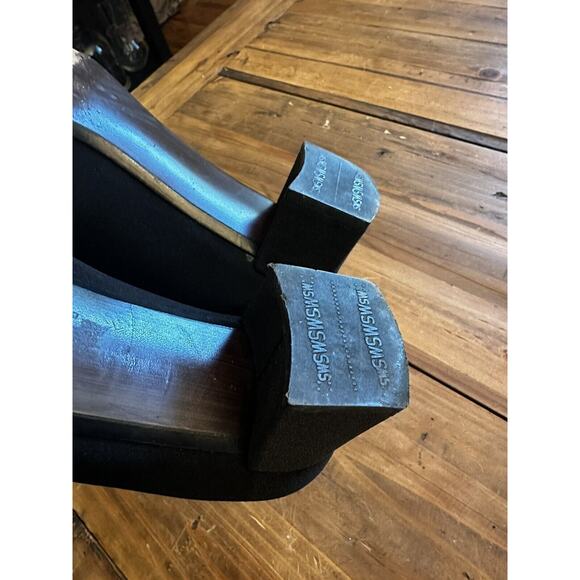 Stuart Weitzman Shoes Size 8 M Black Suede Square Toe Block Heels Pumps Classic - Picture 11 of 12